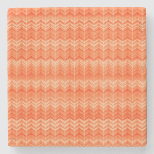 Dessous-de-verre En Pierre Motif abstrait de textile de zigzag de rouge (Devant)