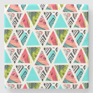 Dessous-de-verre En Pierre Motif Abstrait tropical coloré