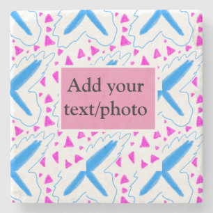 Dessous-de-verre En Pierre Motif aquarelle bleu rose ajouter un texte personn