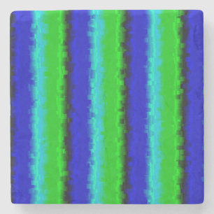 Dessous-de-verre En Pierre Motif arc-en-ciel bleu vert abstrait 3D