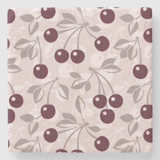 Dessous-de-verre En Pierre Motif aux cerises 2 (Devant)