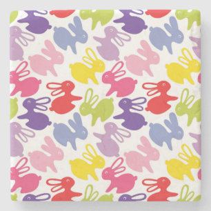 Dessous-de-verre En Pierre motif avec des lapins de Pâques