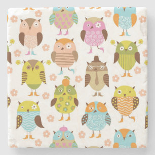 Dessous-de-verre En Pierre motif avec des oiseaux