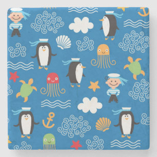 Dessous-de-verre En Pierre motif avec le thème de mer