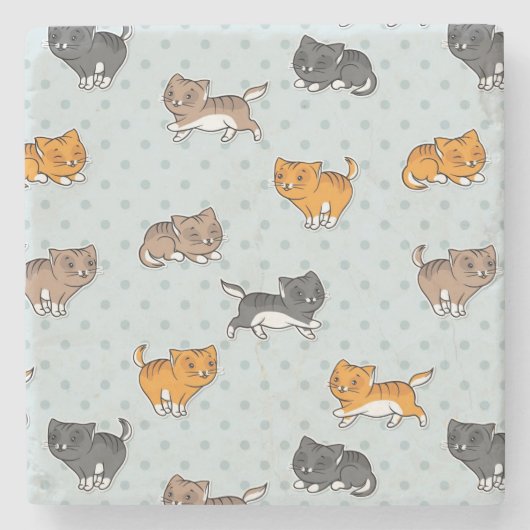 Dessous-de-verre En Pierre motif avec les chats drôles (Devant)