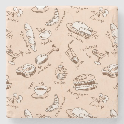 Dessous-de-verre En Pierre Motif avec nourriture (Devant)