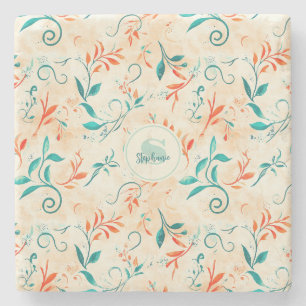 Dessous-de-verre En Pierre Motif blanc et blanc blanc et blanc (2)