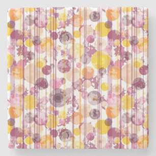 Dessous-de-verre En Pierre Motif blanc rayé tacheté