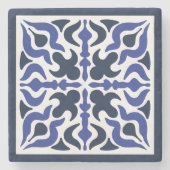 Dessous-de-verre En Pierre Motif bleu marocain (Devant)
