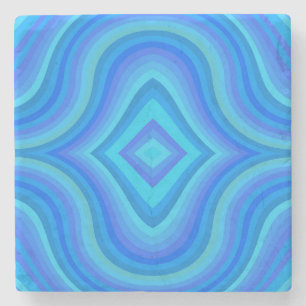 Dessous-de-verre En Pierre Motif bleu rétro
