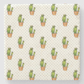 Dessous-de-verre En Pierre Motif Cactus & Succulent Polk Dot (Devant)