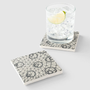 Dessous-de-verre En Pierre Motif Cercles noir et blanc