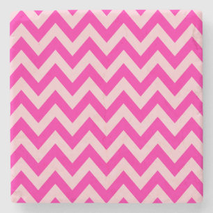 Dessous-de-verre En Pierre Motif Chevron rose chaud