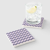 Dessous-de-verre En Pierre Motif Chevron Violet (Côté)