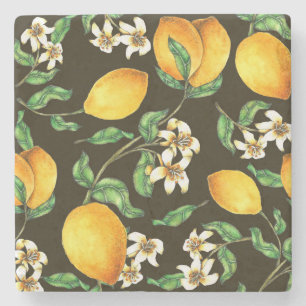 Dessous-de-verre En Pierre Motif citron verni à la main