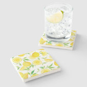 Dessous-de-verre En Pierre Motif citrons aquarelle (Côté)