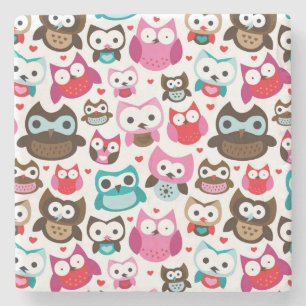 Dessous-de-verre En Pierre motif coloré de hibou