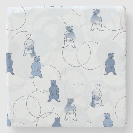 Dessous-de-verre En Pierre motif comportant un ours gris (Devant)