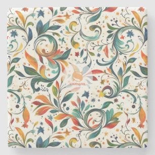 Dessous-de-verre En Pierre Motif couleur Paisley d'inspiration vintage