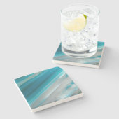 Dessous-de-verre En Pierre Motif d'agate à bande bleue turquoise (Côté)