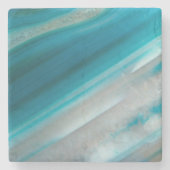 Dessous-de-verre En Pierre Motif d'agate à bande bleue turquoise (Devant)
