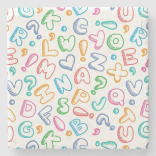 Dessous-de-verre En Pierre motif d'alphabet