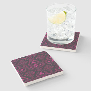 Dessous-de-verre En Pierre Motif damassé gothique violet et noir