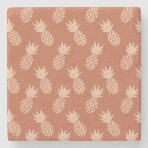 Dessous-de-verre En Pierre Motif d'ananas tropique Terracotta & Peach