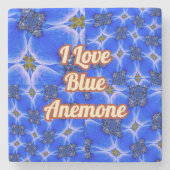 Dessous-de-verre En Pierre Motif d'anémone du Jardin bleu (Devant)