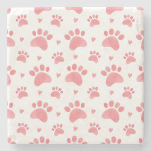 Dessous-de-verre En Pierre Motif d'aquarelle Cat Paws