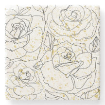 Motif d'art en ligne de rose minimaliste Coussin d