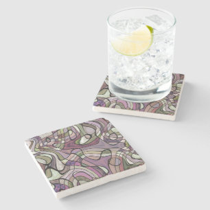 Dessous-de-verre En Pierre Motif d'art mosaïque violet noir et violet amusant