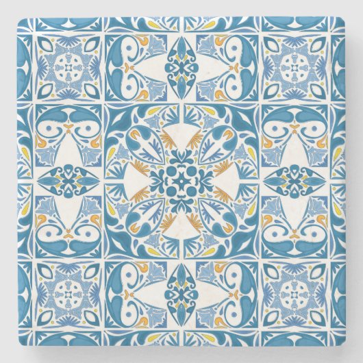 Dessous-de-verre En Pierre Motif de carreaux portugais (Devant)