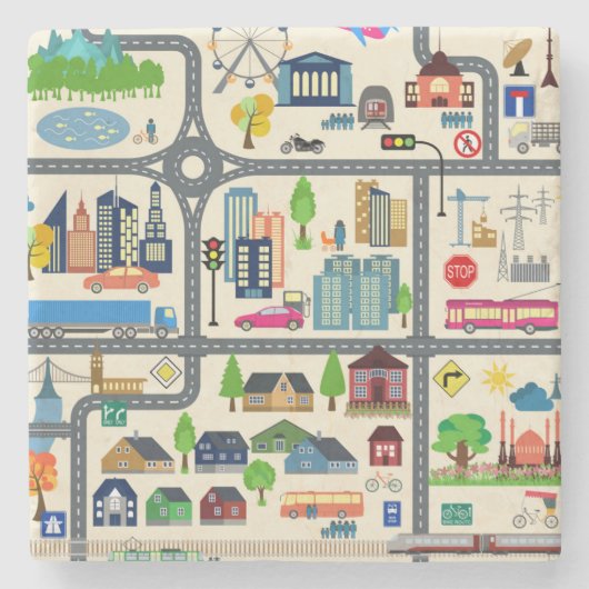 Dessous-de-verre En Pierre Motif de carte de ville (Devant)