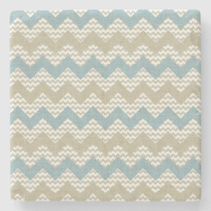 Dessous-de-verre En Pierre Motif de Chevron sur la texture de toile