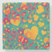 Dessous-de-verre En Pierre Motif de cœur drôle IX - vert rouge jaune (Devant)