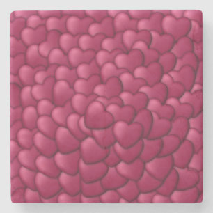 Dessous-de-verre En Pierre Motif de coeurs rouges 3D romantiques-32322