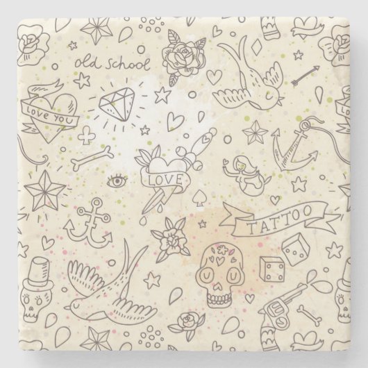 Dessous-de-verre En Pierre Motif de concept de tatouage (Devant)