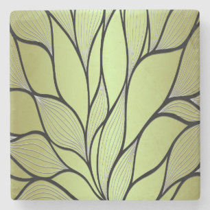 Dessous-de-verre En Pierre Motif de congé créatif vert olive