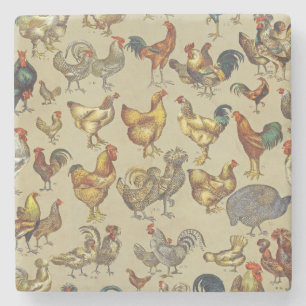 Dessous-de-verre En Pierre Motif de coq poulet vintage : Art de ferme