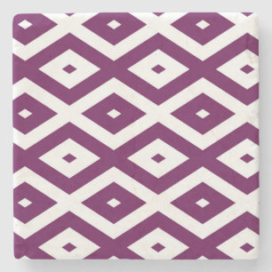 Dessous-de-verre En Pierre Motif de diamant blanc et violet de prune