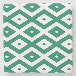 Dessous-de-verre En Pierre Motif de diamant vert et blanc