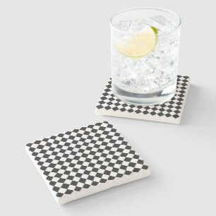Dessous-de-verre En Pierre Motif de diamants noir et blanc par Shirley Taylor