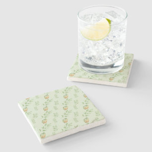 Dessous-de-verre En Pierre Motif de feuilles aquarelles vertes modernes éléga