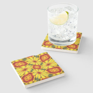 Dessous-de-verre En Pierre Motif de fleurs d'or