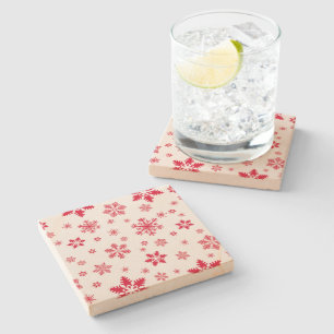 Dessous-de-verre En Pierre Motif de flocon de neige, Flammes de neige rouges,