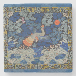 Dessous-de-verre En Pierre Motif de grue chinoise vintage : bleu impérial