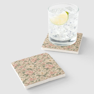 Dessous-de-verre En Pierre Motif de jardin de pivoines et de roses romantique