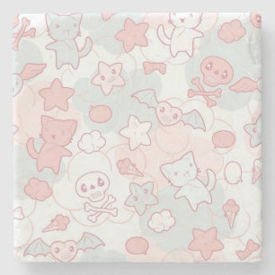 Dessous-de-verre En Pierre motif de kawaii avec le griffonnage