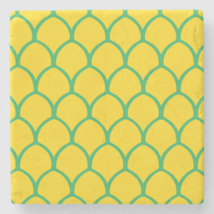 Dessous-de-verre En Pierre Motif de l'ananas tropical en vert et jaune